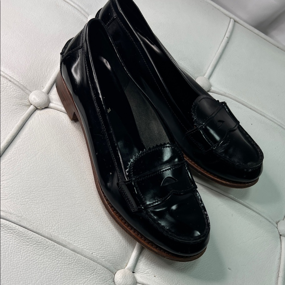 Prada Black Patent Leather Penny Loafers